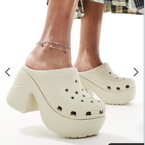 Crocs Womens Size US 9 Siren Clog Platform Block High Heels Bone/White W9/M7